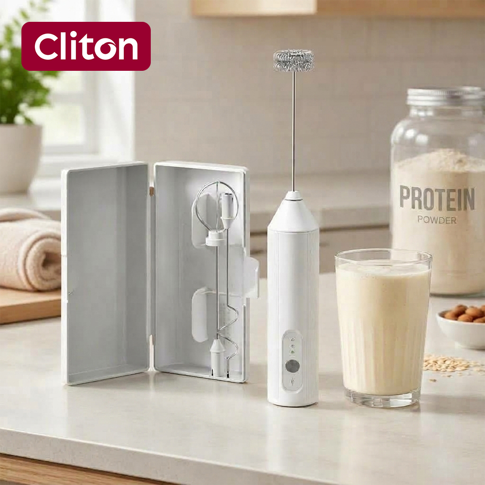 Electric Milk Frother Handheld - Белый многофункциональный электрический вспениватель молока с